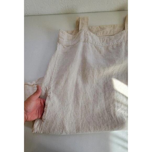 Domecil Dress Womens M/L Beige Sleeveless Square Neck Pinafore Pockets Natural - Picture 3 of 8